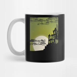 Moon Night Sky Spooky Haunted House Mug